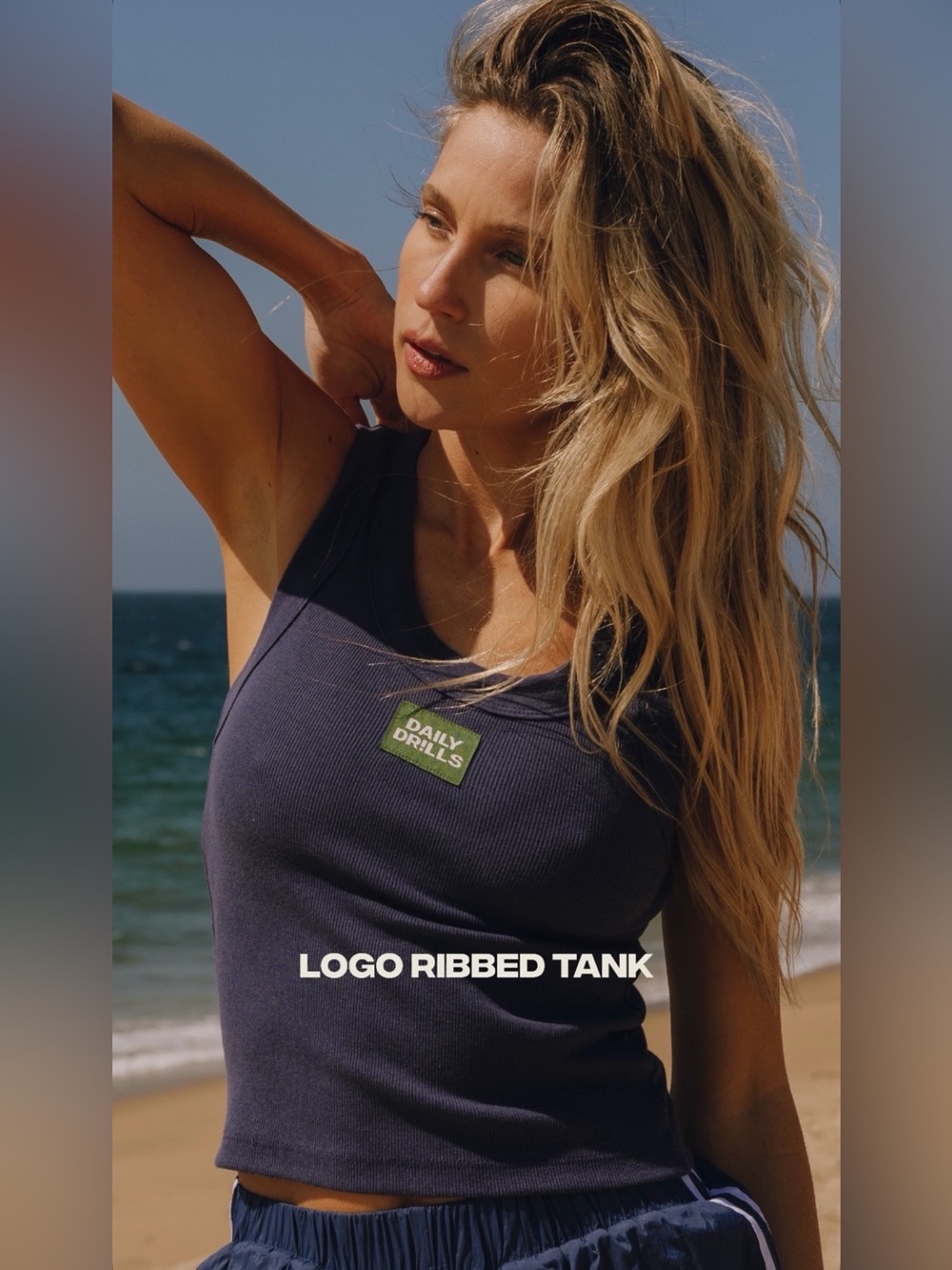 NWT Daily Drills Logo Ribbed Tank in Navy in a size XS/S